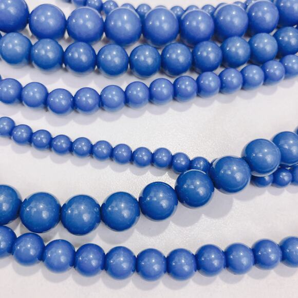 VTG 7 Strand Necklace Bold Retro Boho Blue Acrylic Beads Chunky Statement - Picture 6 of 9